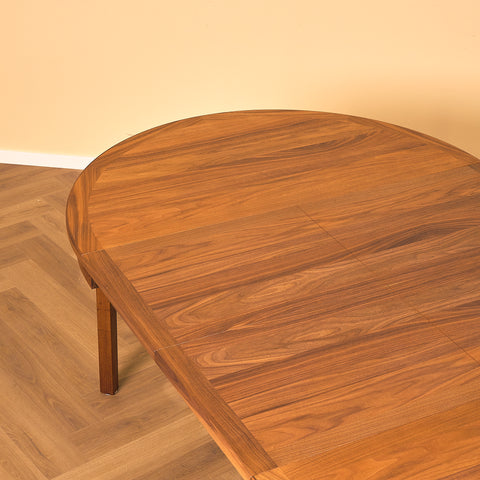 Swedish round dining table in walnut by Nils Jonsson for Troeds