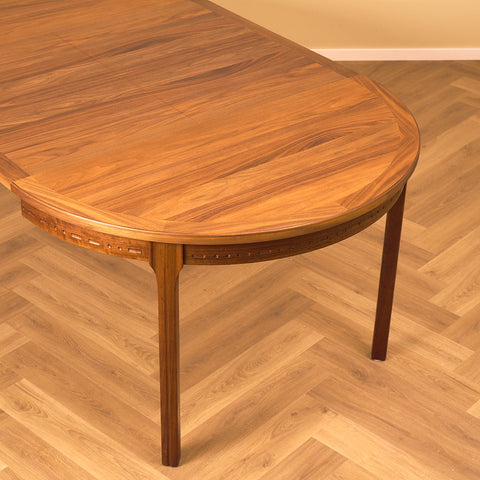 Swedish round dining table in walnut by Nils Jonsson for Troeds