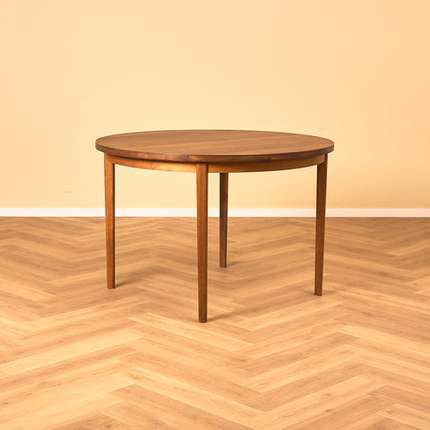 Swedish round dining table in teak/walnut