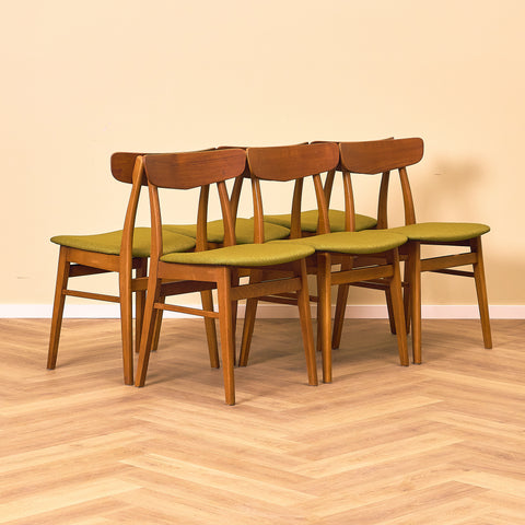 Danish dining chairs in teak & beech by Findahl, model 'Mosbøl'