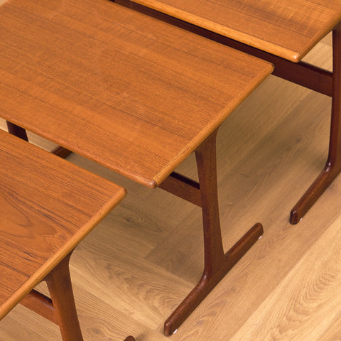 Danish set of nest of tables in teak by Kai Kristiansen for Vildbjerg Mobelfabrik