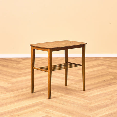 Swedish side table in teak and beech