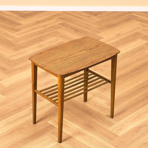 Swedish side table in teak and beech