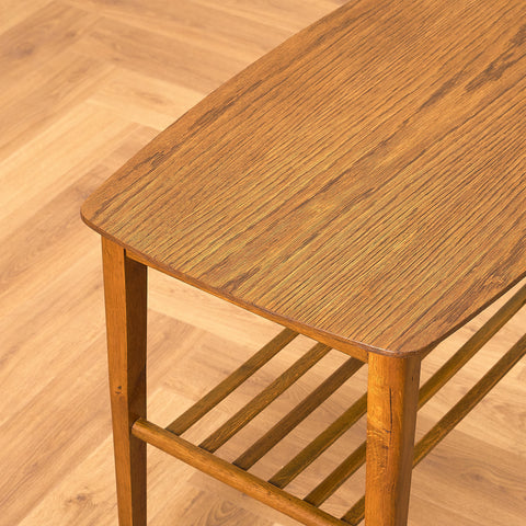 Swedish side table in teak and beech