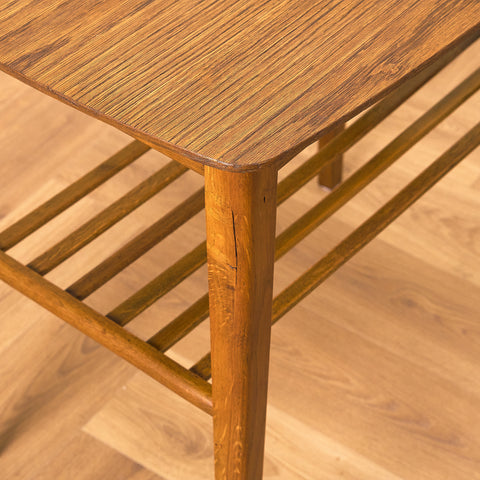 Swedish side table in teak and beech