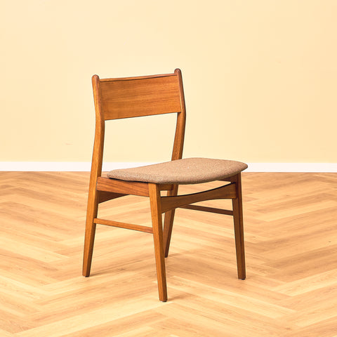Dansk enkel matstol i teak och valnöt