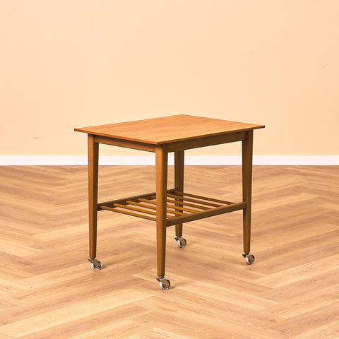 Swedish side table in teak and beech