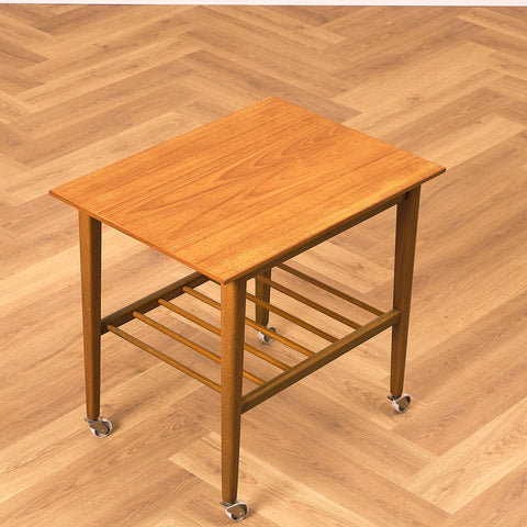 Swedish side table in teak and beech