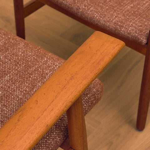 Danish armchair with stool in teak