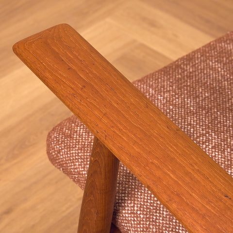Danish armchair with stool in teak