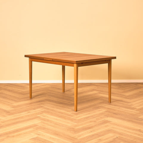 Swedish rectangular dining table in teak and beech