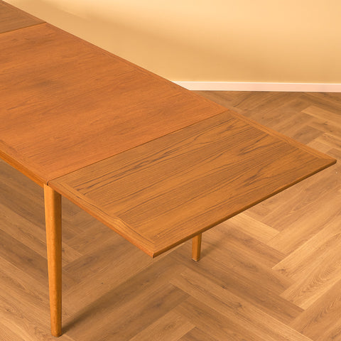 Swedish rectangular dining table in teak and beech