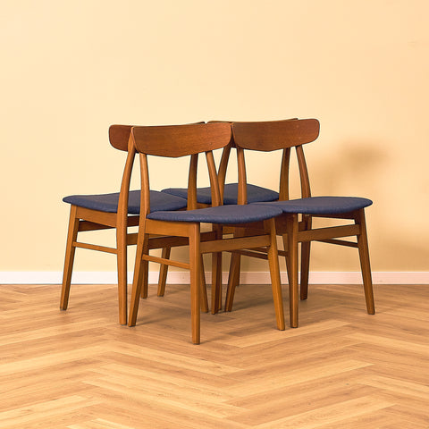 Danish dining chairs in teak and beech by Findahl Møbelfabrik, model 'Møsbol'