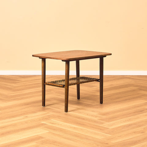 Swedish side table in teak and oak