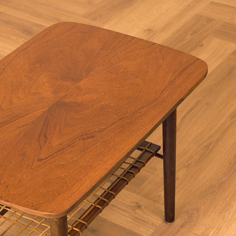 Swedish side table in teak and oak