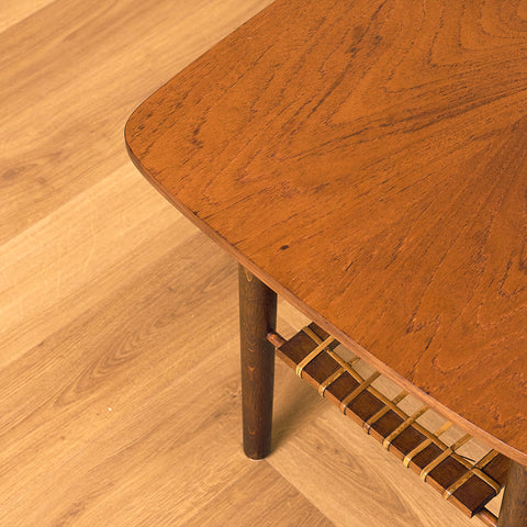 Swedish side table in teak and oak