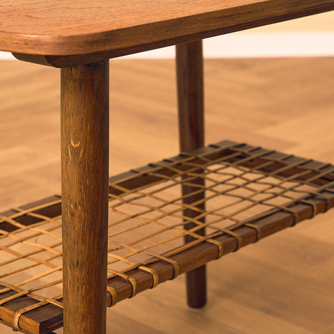 Swedish side table in teak and oak