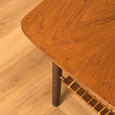 Swedish side table in teak and oak