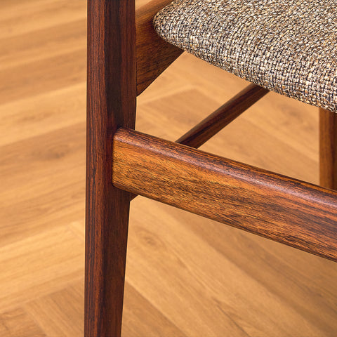 Danish dining chairs in solid Santos rosewood by N&K Bungaard Rasmussen for Thorsø Møbelfabrik