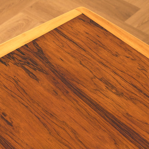 Swedish side table in walnut, beech and teak