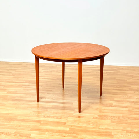 Swedish round dining table in teak & beech