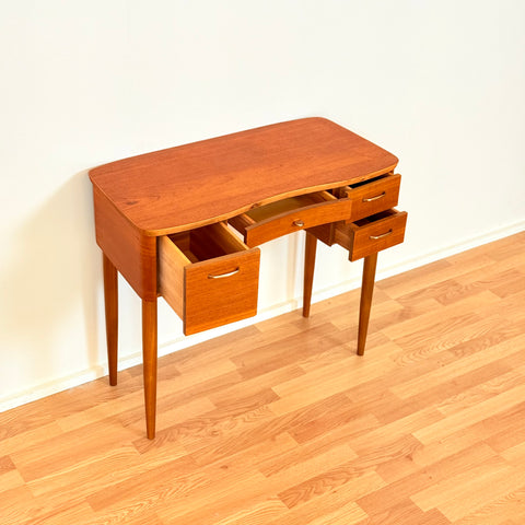 Swedish desk in teak & beech by Fröseke AB Nybrofabriken, model 'Finess'