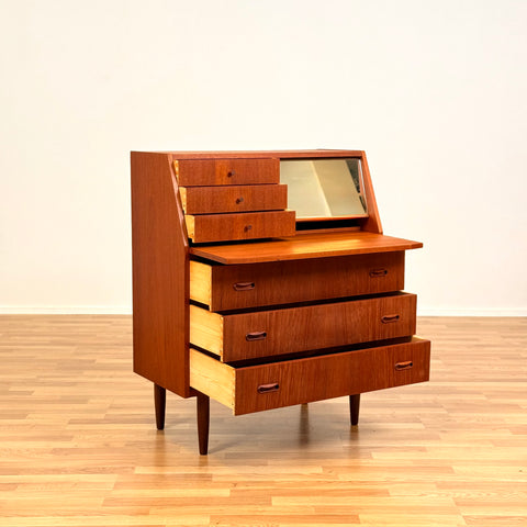 Danish secretary desk with mirror in teak