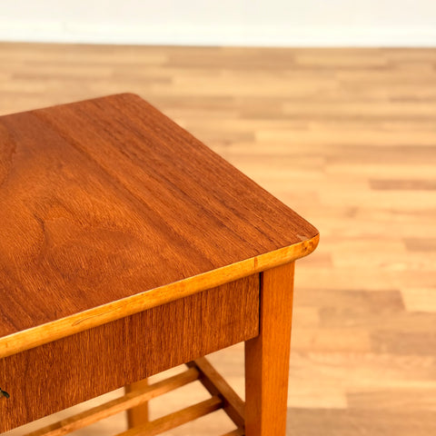 Swedish side table in teak & beech