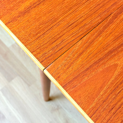 Swedish dining table in teak & beech by Nils Jonsson for Bra Bohag, Hugo Troeds, Bjernum, model “Sika”