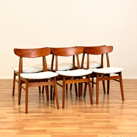 Danish set of 6 dining chairs in teak & beech by Findahl