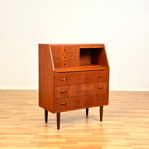 Danish secretary desk with mirror in teak