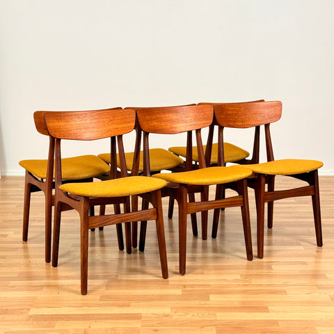 Danish set of 6 dining chairs in teak by Schiønning & Elgaard