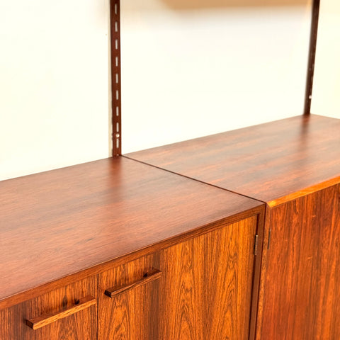 Danish wall unit in Santos rosewood by Kai Kristiansen, for FM Mobler