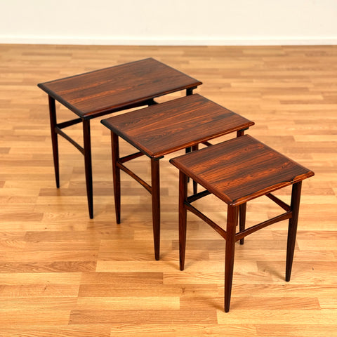 Set of 3 nest of tables in Santos rosewood, 1950s-60s Denmark