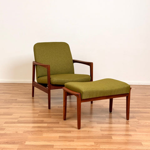 PRICE Armchair and stool in teak by Alf Snensson, 1950s-60s, Sweden - Beyo Vintage