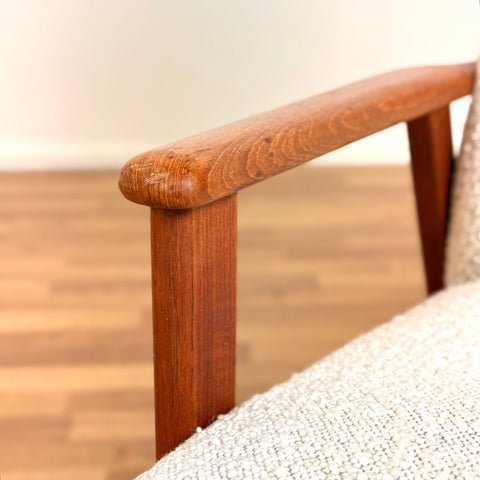 Armchair in bouclé & teak, 1950s-60s - Beyo Vintage