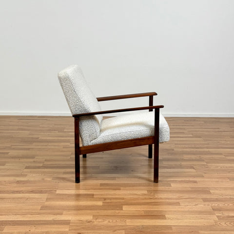 Armchair in bouclé & santos rosewood, 1950s-60s - Beyo Vintage