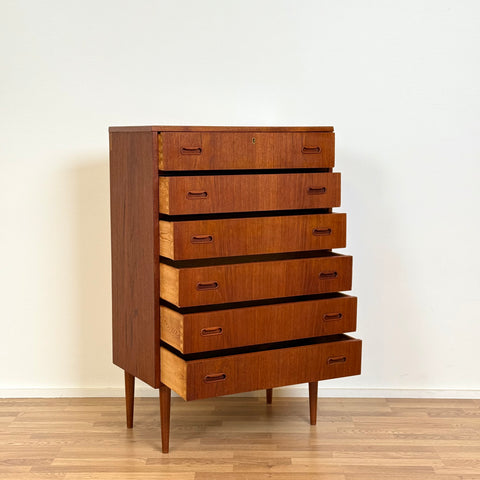 Chest of 6 drawers in teak, 1950s-60s, Denmark - Beyo Vintage