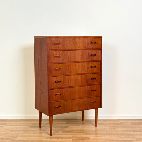 Chest of 6 drawers in teak, 1950s-60s, Denmark - Beyo Vintage