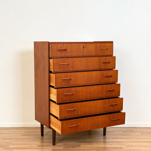 Chest of 6 drawers in teak, 1950s-60s, Denmark - Beyo Vintage