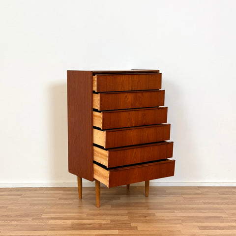 Chest of 6 drawers in teak, 1950s-60s, Denmark - Beyo Vintage