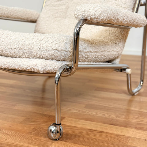 Chrome armchair in teddy, 1970s