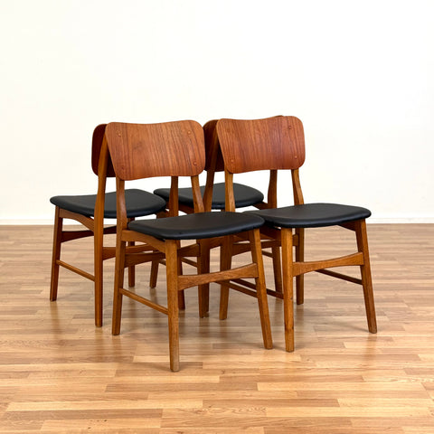 Set of 4 dining chairs in teak & oak by Ib Kofod-Larsen, 1950s-60s, Denmark - Beyo Vintage