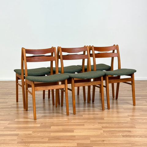 Set of 6 dining chairs in beech and teak, 1950s-60s, Denmark - Beyo Vintage