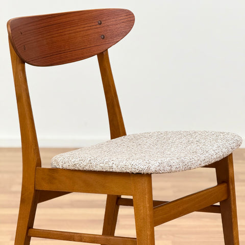 Set of 6 dining chairs in beech & teak, Farstrup, 1950s-60s, Denmark - Beyo Vintage