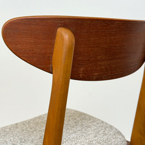 Set of 6 dining chairs in beech & teak, Farstrup, 1950s-60s, Denmark - Beyo Vintage