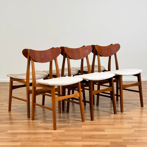 Set of 6 dining chairs in teak & beech, 1950s-60s, Denmark - Beyo Vintage
