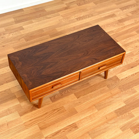 Danish side table in teak & walnut