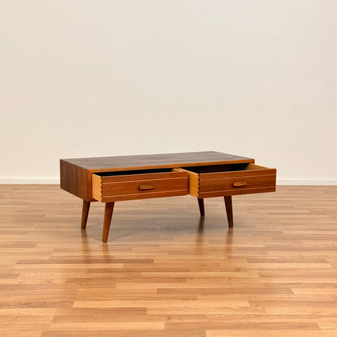 Danish side table in teak & walnut