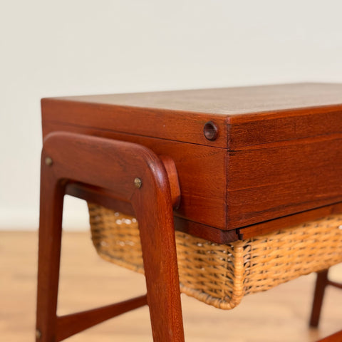 Danish side table / Sewing table in teak